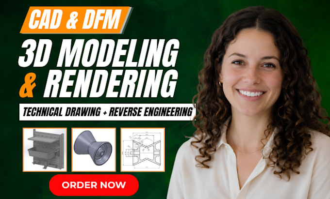 do 3d cad design, 3d product modeling, technical drawing, 3d rendering with dfm