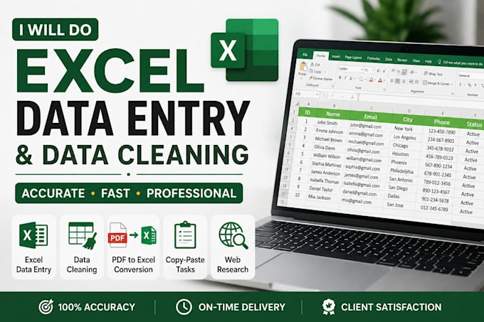 do expert data entry and excel spreadsheet work