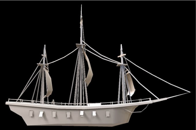 3d marine vehicle modeling, low poly ship interior layout, realistic dimension