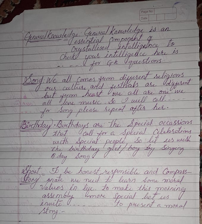 handwrite content in english and urdu languages cursive