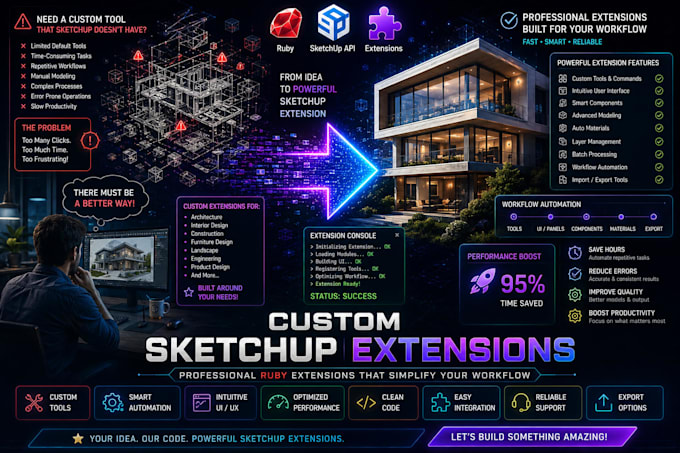 develop custom sketchup ruby plugins extensions workflows