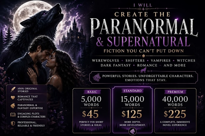 create a paranormal and supernatural romance fiction