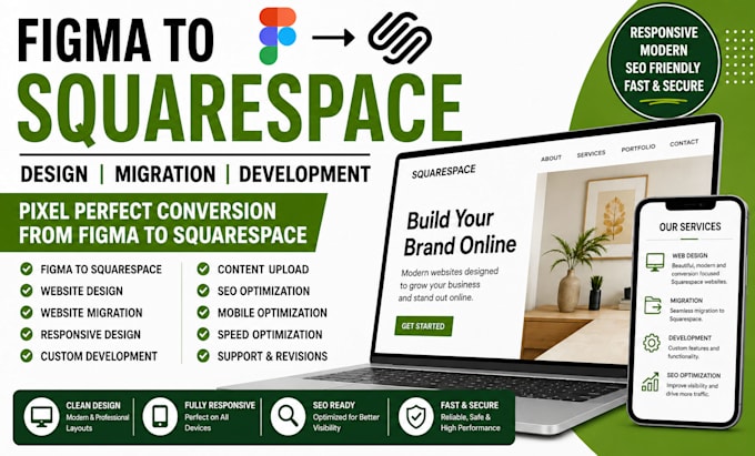 transfer convert figma to squarespace migration website design development