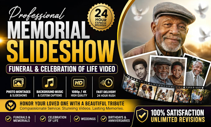edit a touching memorial slideshow or funeral video in 24 hours