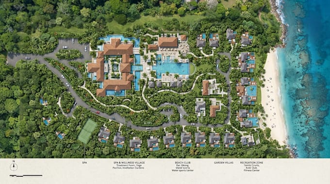 create resort master plan, site plan and landscape design