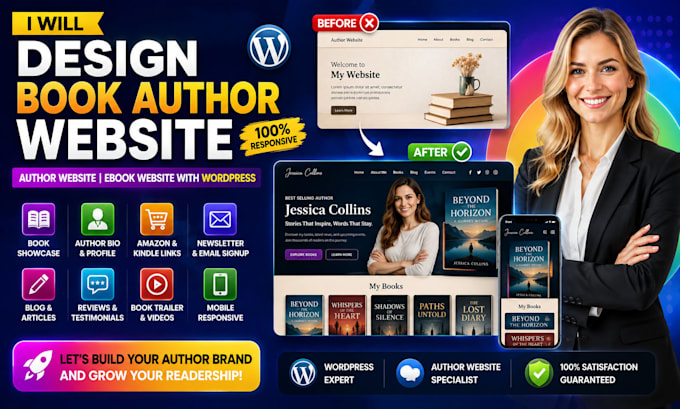 design book author website, author website, ebook website with wordpress