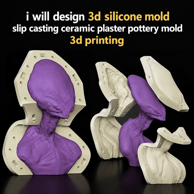 design 3d silicone mold slip casting ceramic plaster pottery mold 3d printing