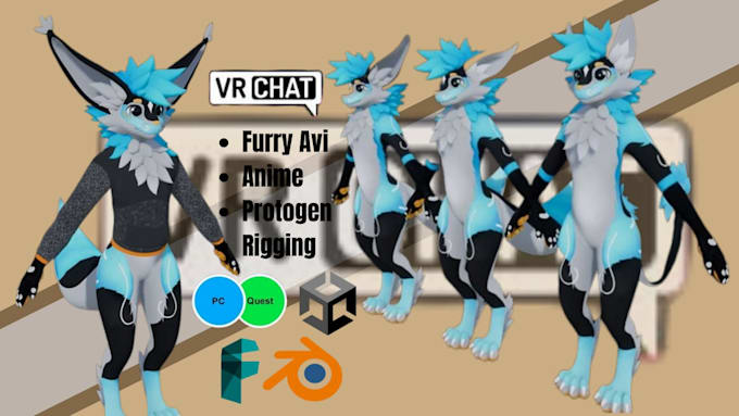 create custom vrchat avatar furry anime protogen 3d model