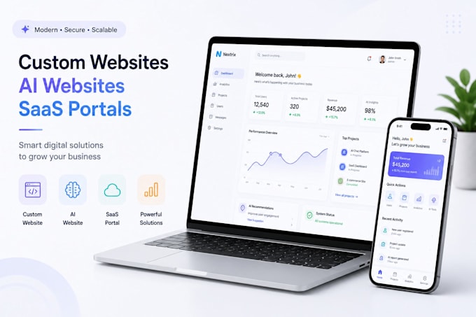 develop custom website saas portal ai website development telemedicine