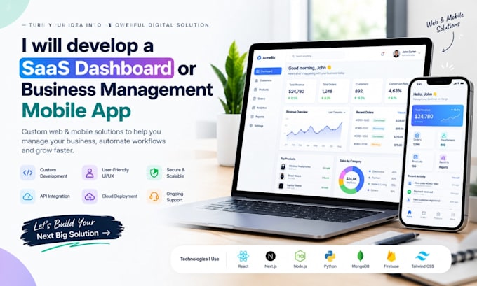 develop a saas dashboard or business management mobile app