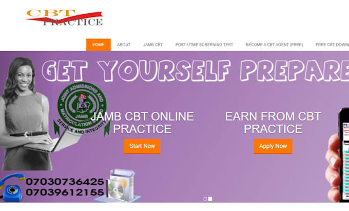 build jamb cbt exam website test prep tutoring education website
