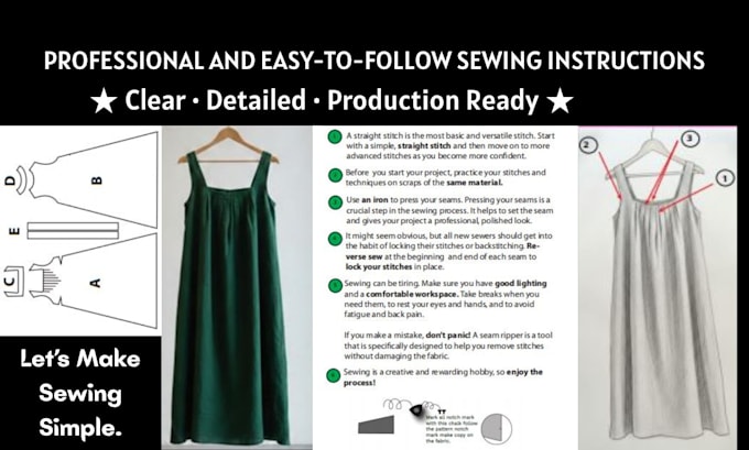 write step by step sewing instructions for pattern with illustrations