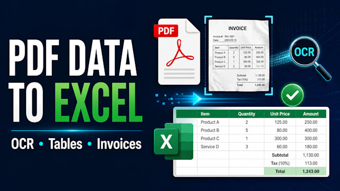 extract PDF tables and invoices to excel with ocr
