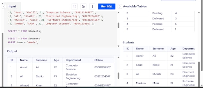 sql queries ,database designs