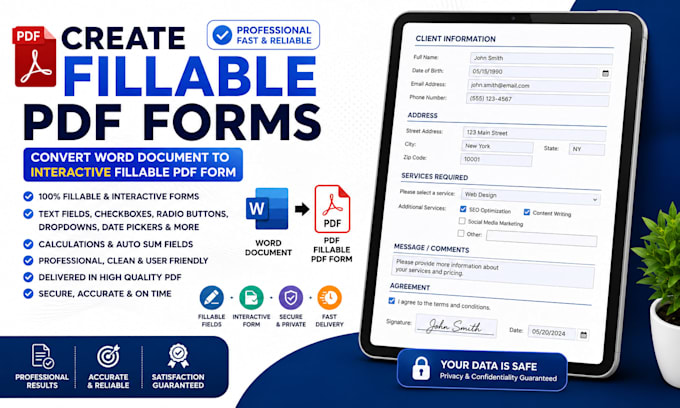 create fillable PDF form convert word document to interactive fillable PDF form