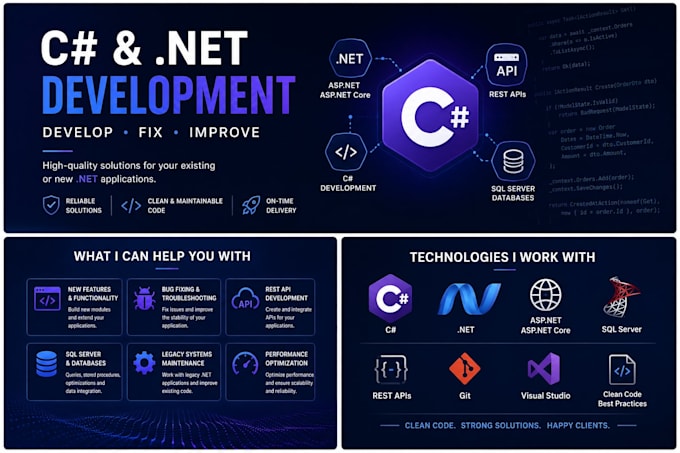 develop fix and improve c sharp aspnet and net applications