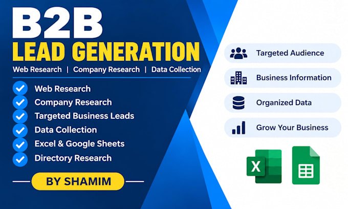 do b2b lead research, company research and web research