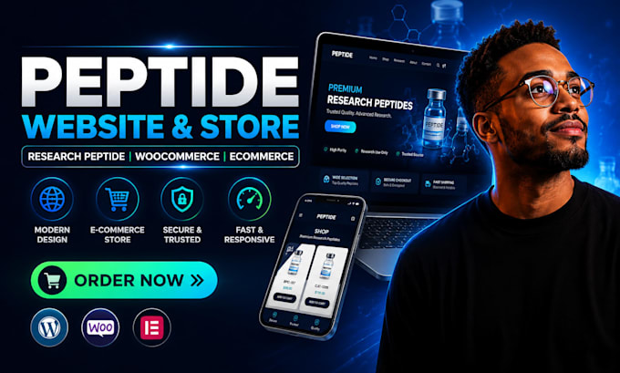 build peptide website, research peptide store, woocommerce ecommerce website