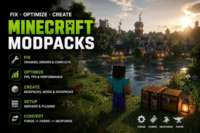 fix optimize create minecraft modpacks, forge fabric mods, servers and datapacks