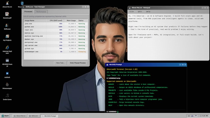 build a custom os style interactive portfolio website