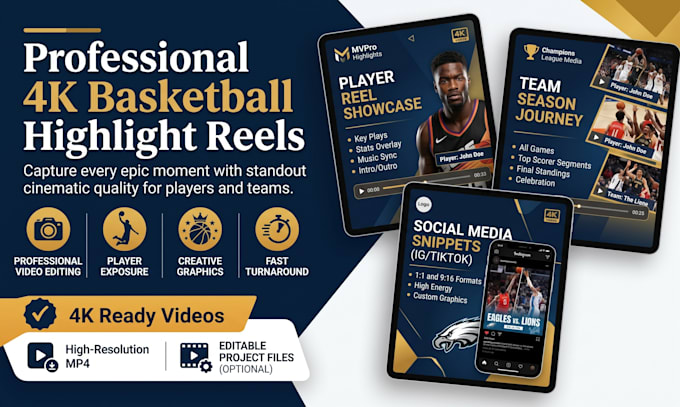 create you a 4k quality standout basketball highlight reel