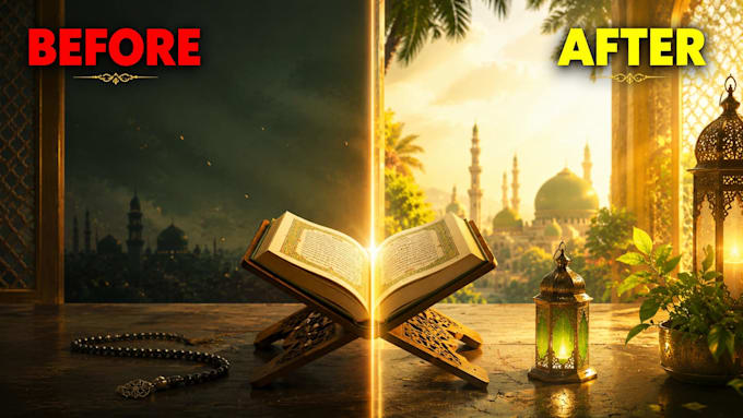 design before after islamic youtube thumbnails