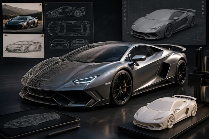 do 3d car modelling, 3d vehicle design, rendering 3d printing, stl model games