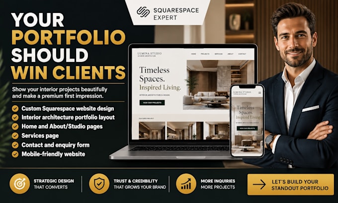 design squarespace portfolio website for interior architects