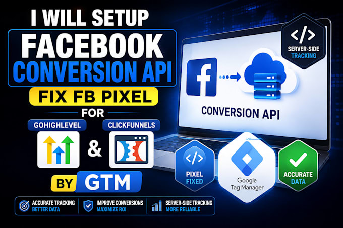 setup facebook conversion API fix fb pixel for gohighlevel clickfunnels by GTM
