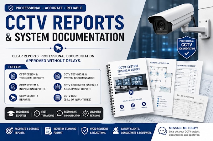 cctv report, cctv design, cctv documentation, equipment schedule, cctv boq