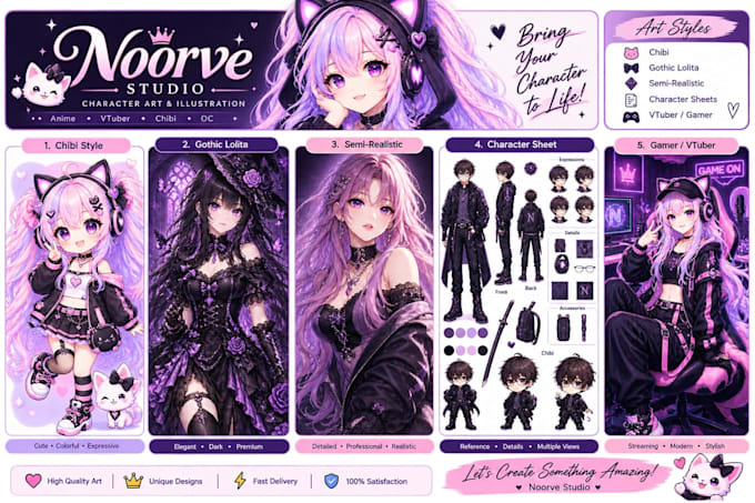 design custom anime oc or vtuber character art