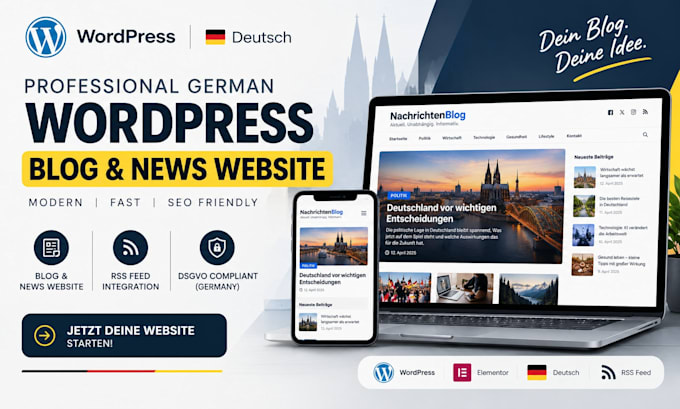develop german wordpress blog website news website RSS feed deutsch wordpress