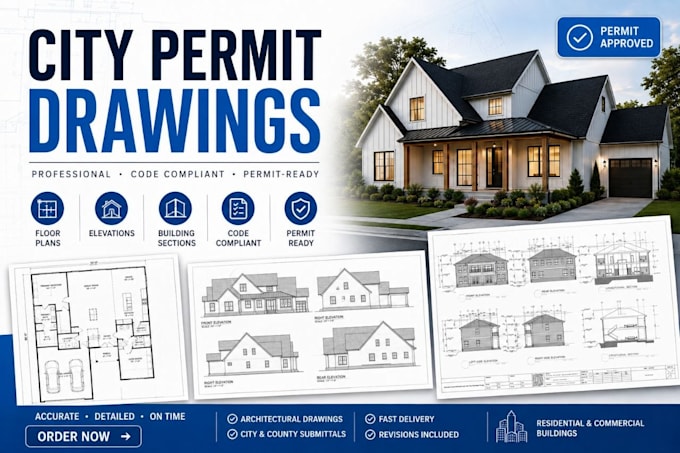 draft architect city permit blueprint 2d floor plans house deck garage plans