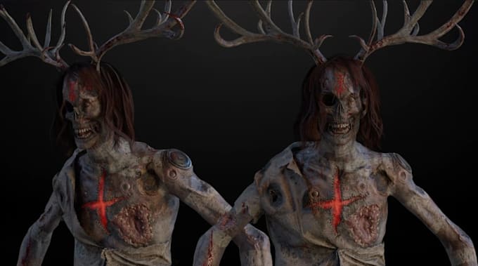 adjust 3d horror model,optimized zombie character,game asset,ue5 humanoid rigged