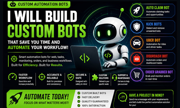 do auto claim bot, kick bots, uber bot, doordash bot, and order grabber bot