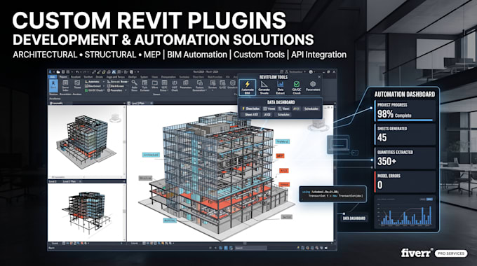 develop custom revit plugins, revit API addins and bim automation tools