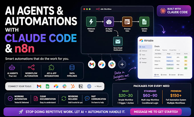 build ai agent and automation with claude code and n8n