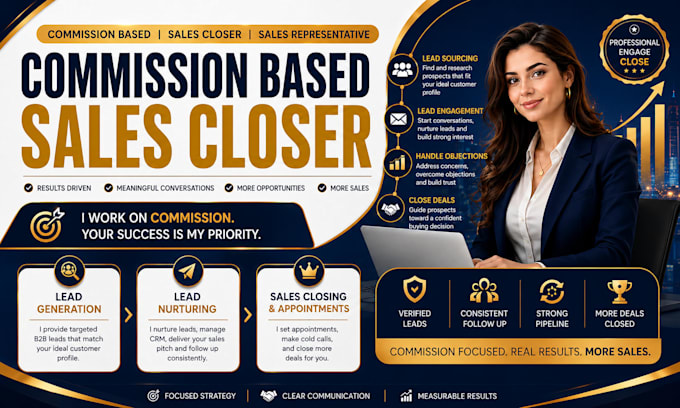 be commission based sales closer b2b sales representative deal closing