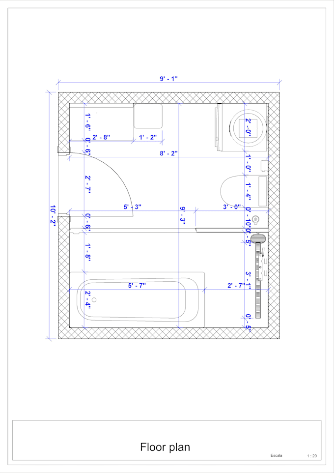 design a modern bathroom with 2d floor plan