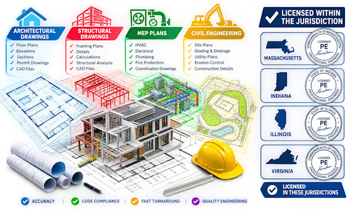 provide structural engineer stamp for massachusetts indiana illinois virginia