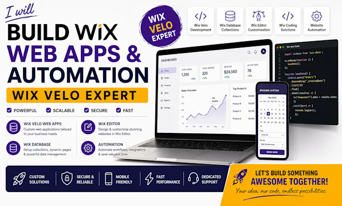 build wix velo web app, wix database, wix editor, wix coding, website automation