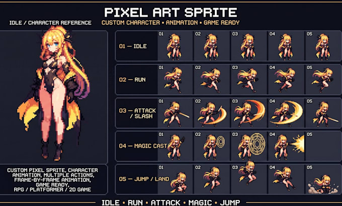 create pixel art amination 2d sprite sheet pixel game art sprite sheet rpg game