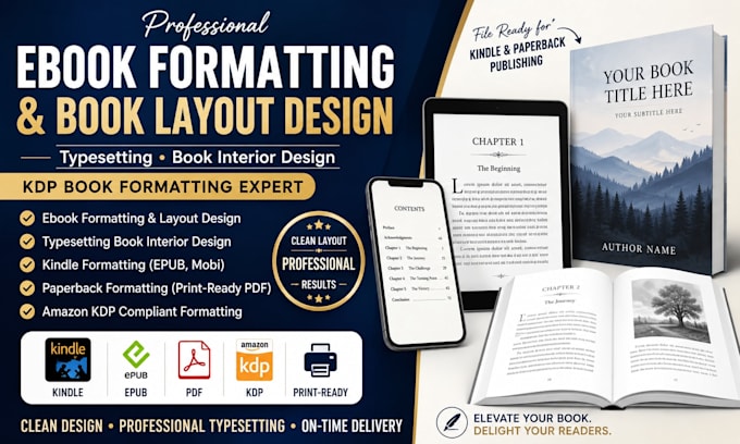 ebook formatting interior book layout design amazon kdp book formatting