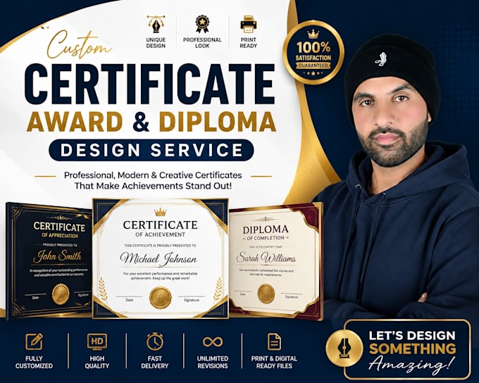 design professional award, diploma and gift certificate