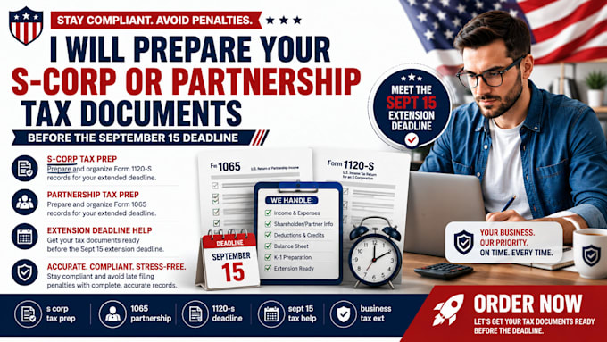prepare your scorp or partnership tax documents before the september 15 deadline