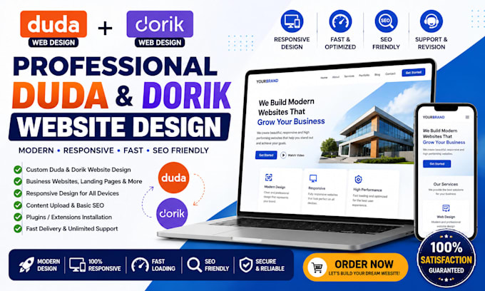 design a professional duda or dorik website and redesign