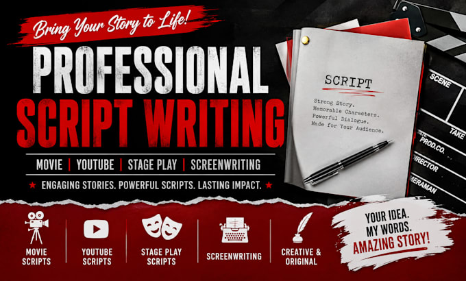 do movie script for youtube script, screenwriting, script writing, stage play
