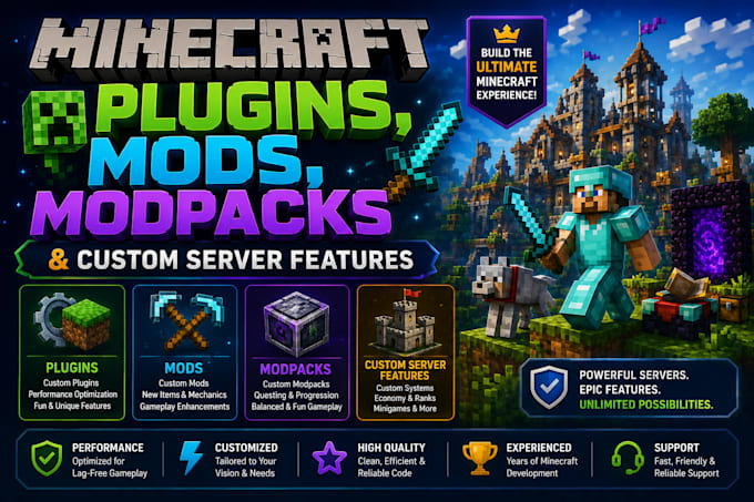 create minecraft plugins mods modpacks and custom server features