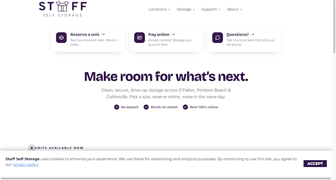 redesign your storable storedge self storage website with custom HTML