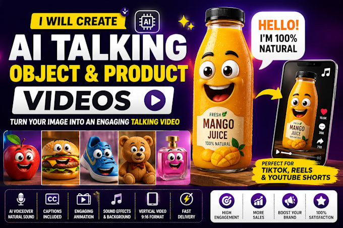 create ai talking fruit and object videos